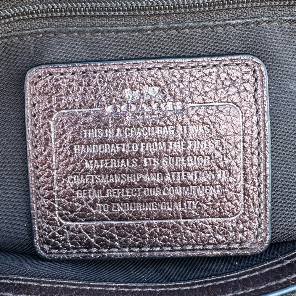 Coach Mercer Satchel 24 Metallic Leather Crossbody Handbag Dark Bronze - Picture 9 of 14